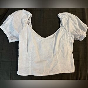 White Puff Sleeve Crop Top